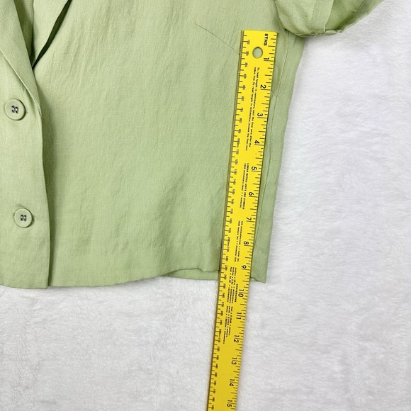Victoria & Sophia Medium Collared Top Button Up Short Sleeve Blouse Light Green - Picture 6 of 13